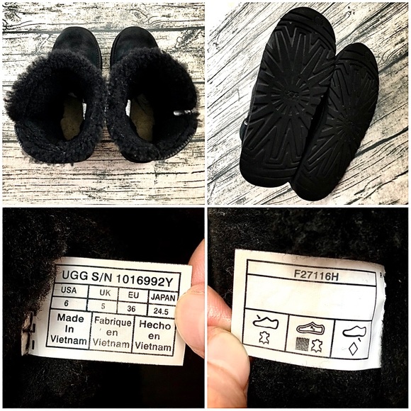UGG⚡️Authentic Black Sherpa Suede Boots_7/7.5 - Picture 8 of 10